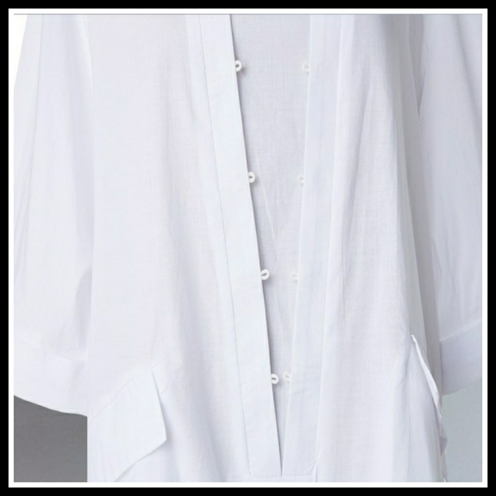 White Asymmetric Loose Long Blouse - Picture 4 of 6